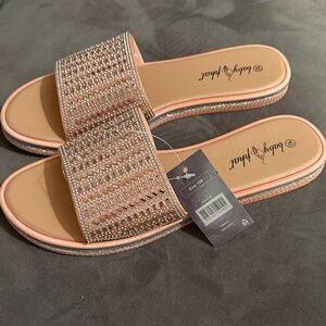 Baby Phat Pink Beaded Slide Sandals